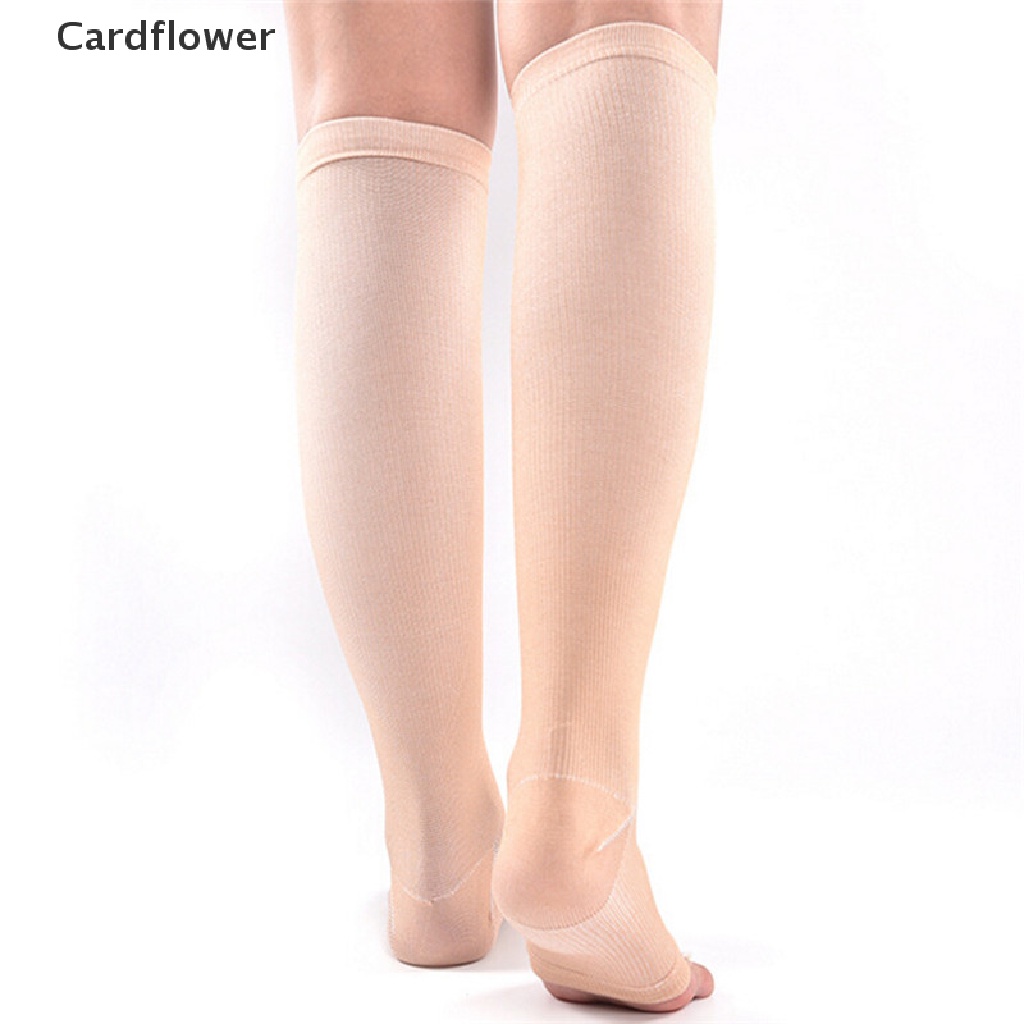 &lt; Cardflower &gt; Vớ Nén Hở Ngón Chân Không Co Giãn Hỗ Trợ Đầu Gối