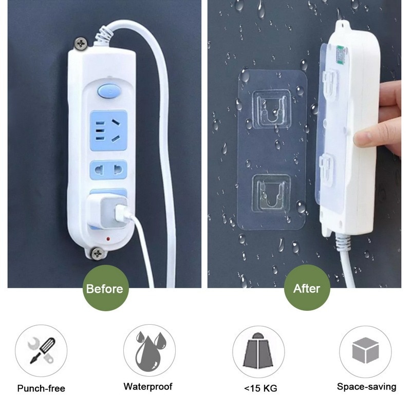 1 Cặp Móc Treo Đồ Dán Tường Đa Năng Hai Mặt Chống Thấm Nước