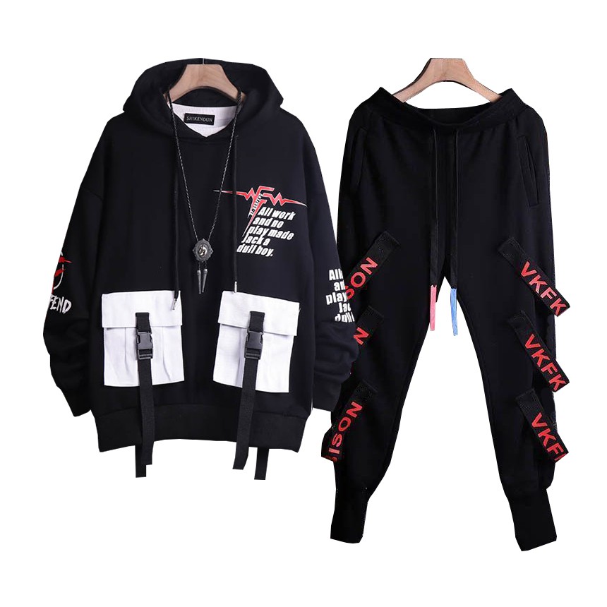 Bộ Quần Áo Thu Đông Nam Áo Hoodies Phối Túi Dây Kết Hợp Với Quần Jogger Bo Gấu Hàn Quốc SEPTEMBERGIRL SET NAM 9000087C