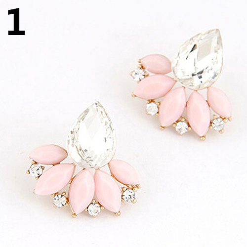 Bông tai hình giọt nước đính đá phong cách Hàn Quốc