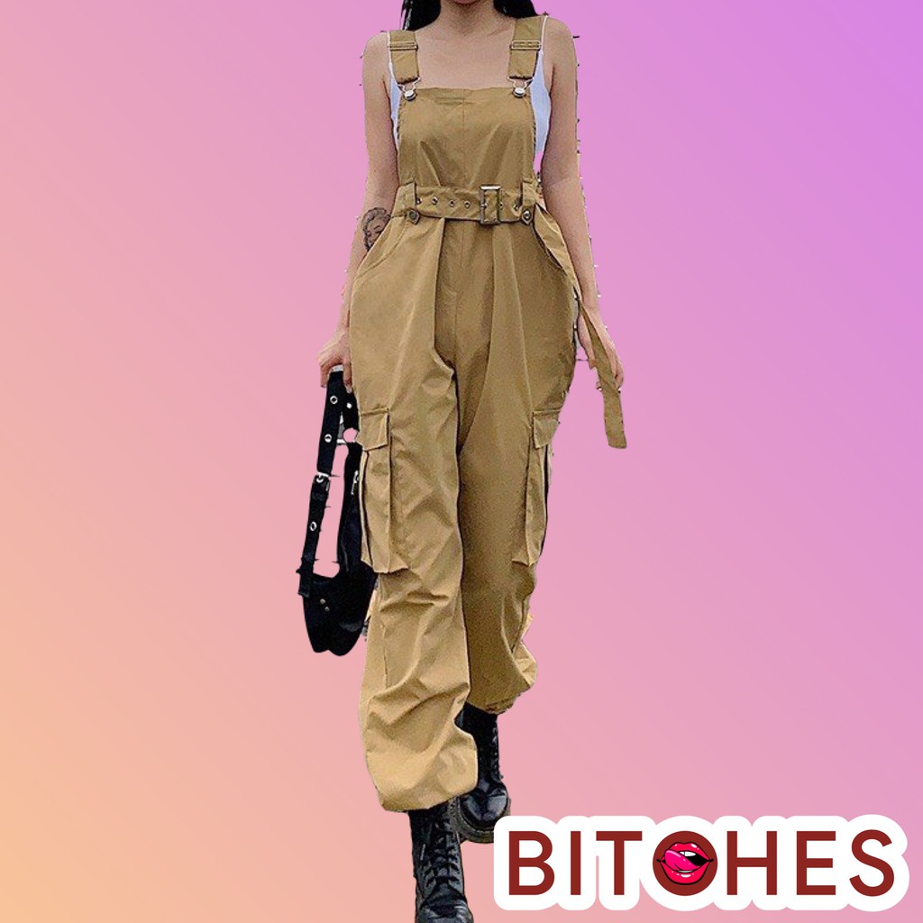 Yếm kaki túi hội nịt eo phong cách năng động - BITCHES