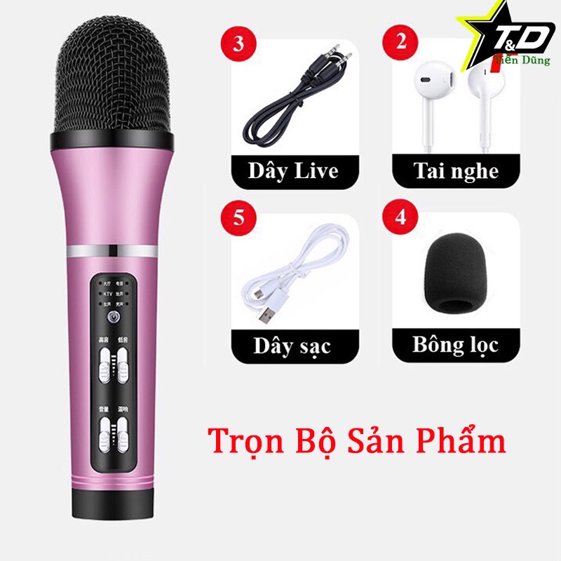 Mic C25 lấy nhạc buetooth, livestream thu âm cao cấp đa năng giả giọng đầy đủ phụ kiện tai phone