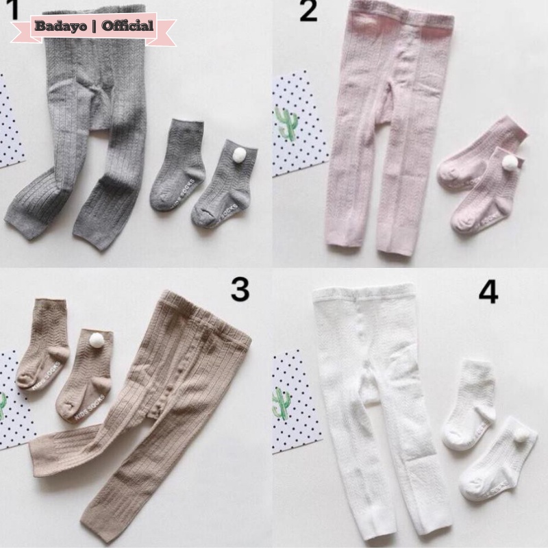 Quần legging kèm tất chân cho bé gái chất len tăm hàng quảng châu thời trang trẻ em BADAYO SE198