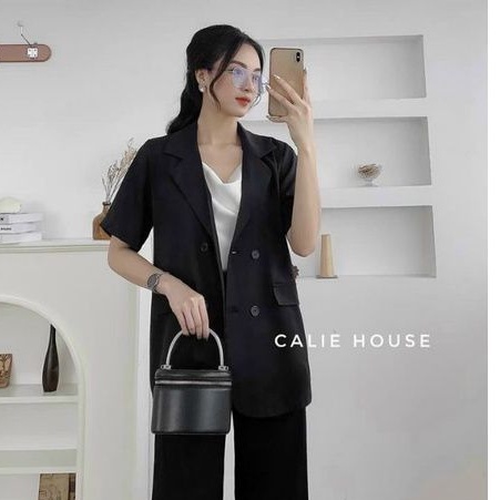 Áo Blazer Ngắn Tay Vải Mềm Và Mát Cho Mùa Hè Năng Động