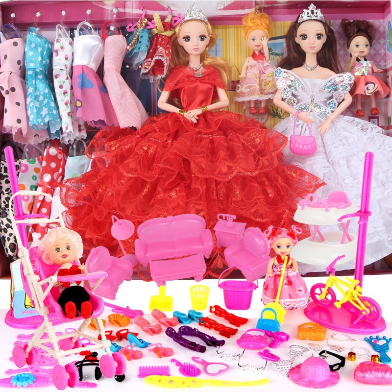 Thay thế Bộ búp bê Barbie hộp quà lớn váy cưới công chúa bé gái chơi nhà đồ biệt thự lâu đài