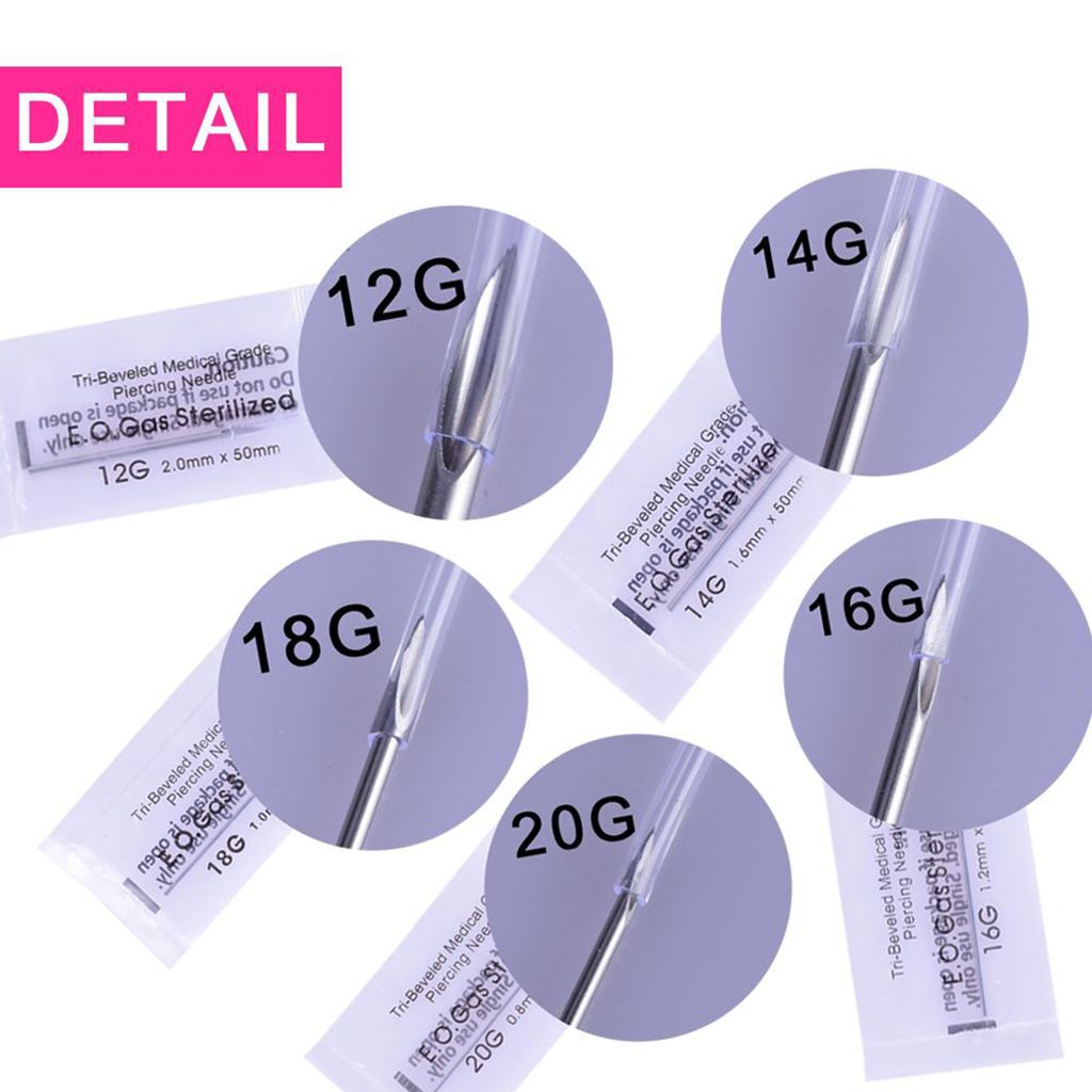 Set 100 Kim Xỏ Khuyên Cơ Thể Nhiều Kích Cỡ 12g / 14g / 16g / 18g / 20g / Mix