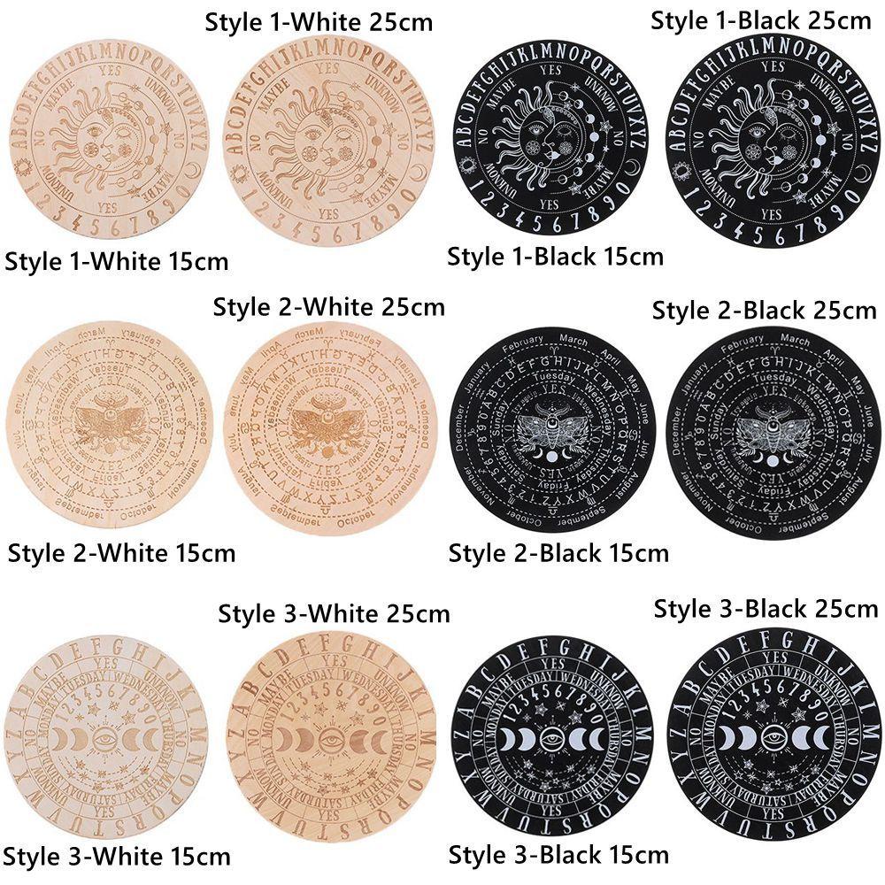 ❀SIMPLE❀ for Divination Wooden Pendulum Board Handmade Coasters Cat Pattern Slice Wood Base Laser Cut Pendant Pendulum Craft Wall Sign Wall Art Home Decor with Stars Sun and Moon Black White Color