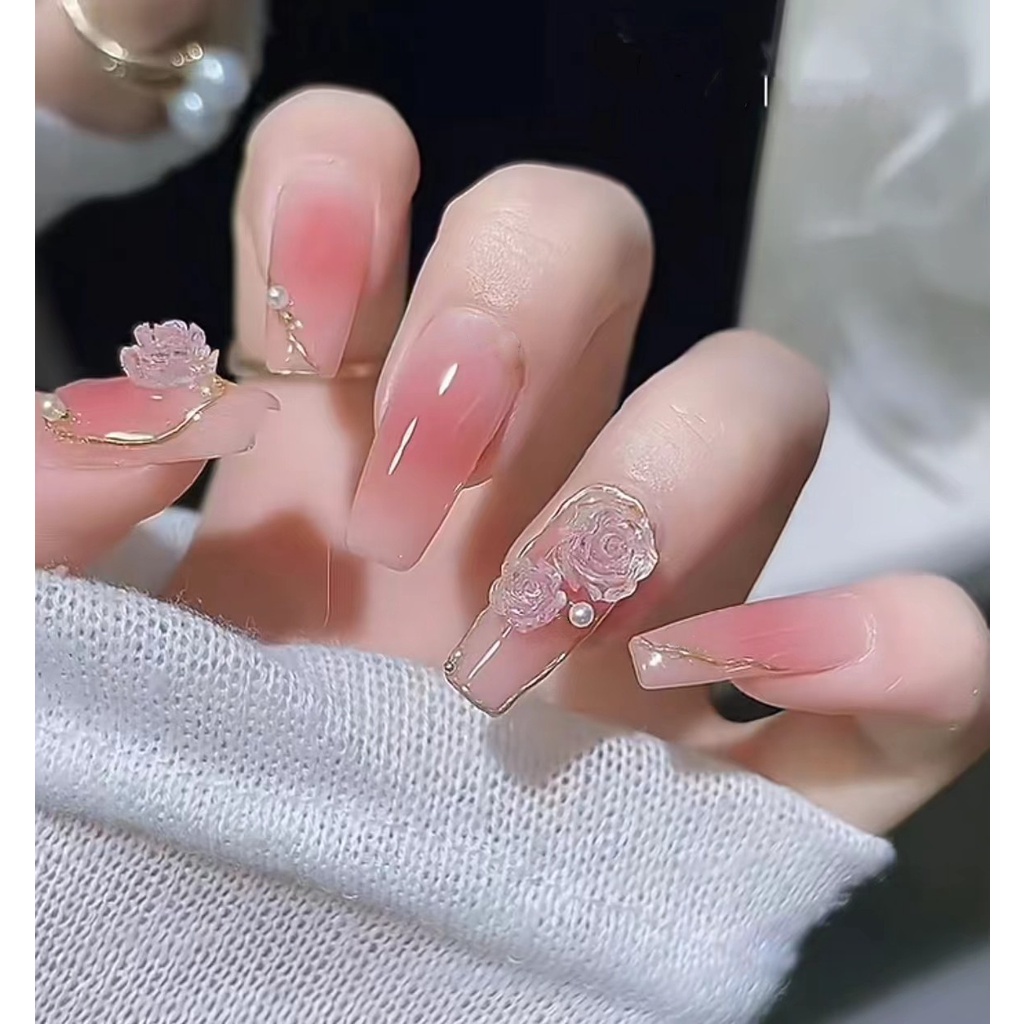 Móng tay giả đính đá /Kèm keo/ nail xinh [WR1-100]