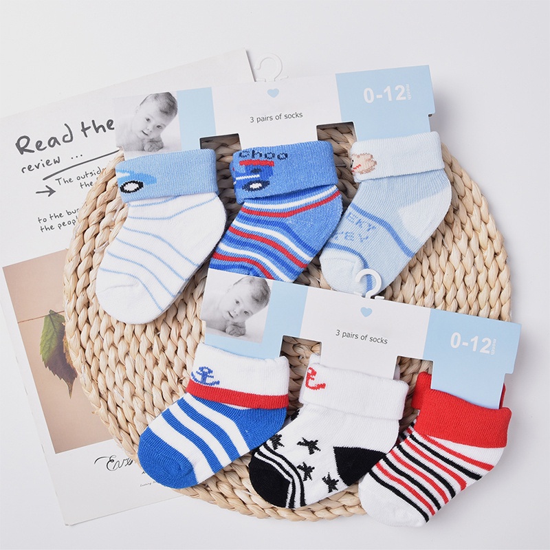 Bộ 3 Đôi Tất Mùa Thu Đông Ấm Áp Dành Cho Trẻ Nhỏ Mới Sinh