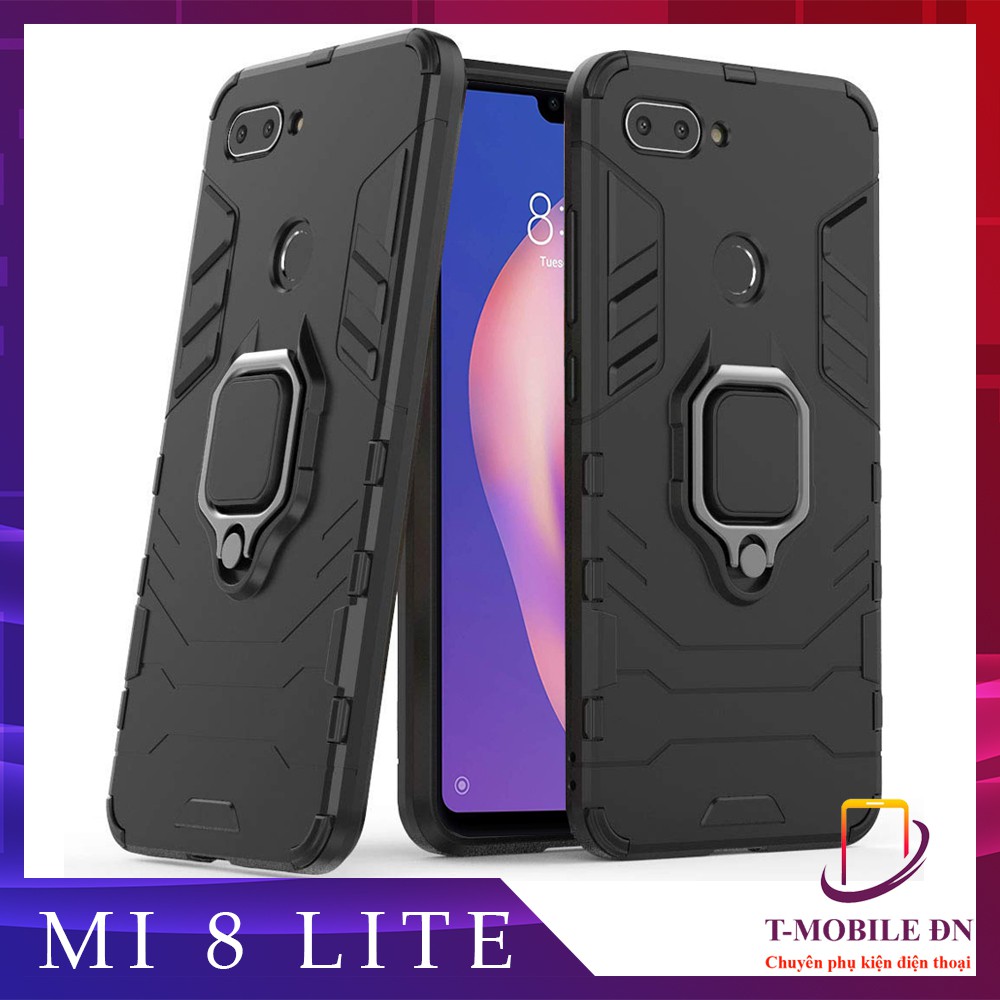 Ốp lưng Xiaomi Mi 8 Lite, 🔥FREESHIP🔥Ốp iron man chống sốc kèm nhẫn iring chống xem video cho Xiaomi Mi 8 Lite