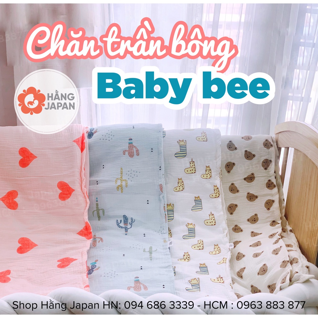 Chăn xô trần bông BABYBEE cho bé dày dặn ấm áp kích thước 1m*1.2m ( ngẫu nhiên)- Hàng việt nam chất lượng cao