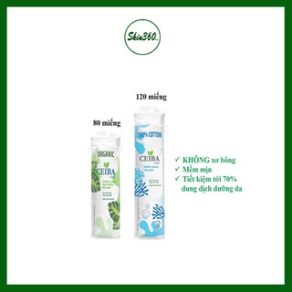 Bông tẩy trang Ceiba 80 Miếng Organic Tree + Cotton 120 Miếng