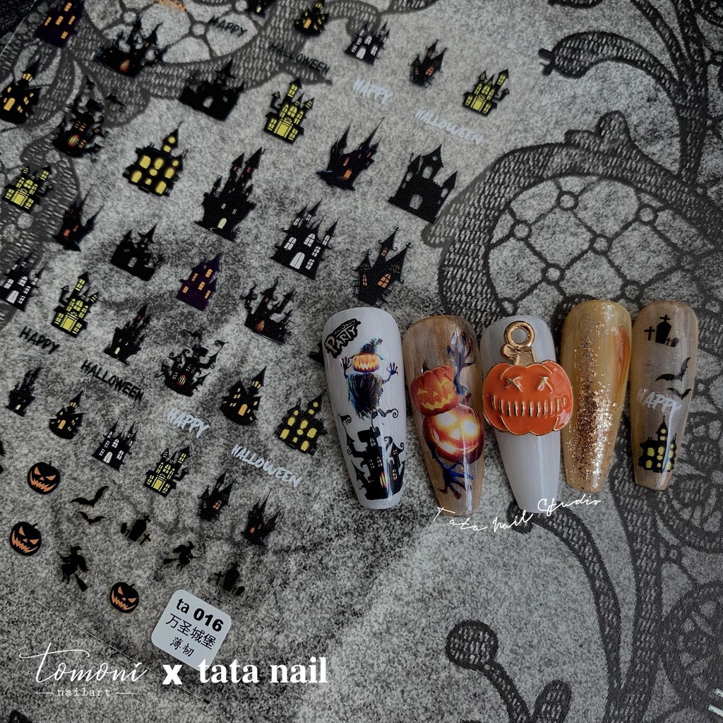 Miếng Dán Trang Trí Móng Tay Họa Tiết Halloween Nhiều Màu Sắc