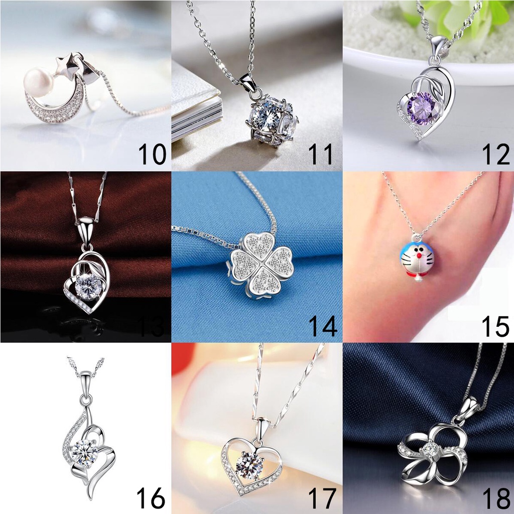 Mặt dây chuyền bạc 925 hình trái tim đính đá pha lê nhân tạo nhiều kiểu dáng thời trang tuỳ chọn cho nam và nữ 004