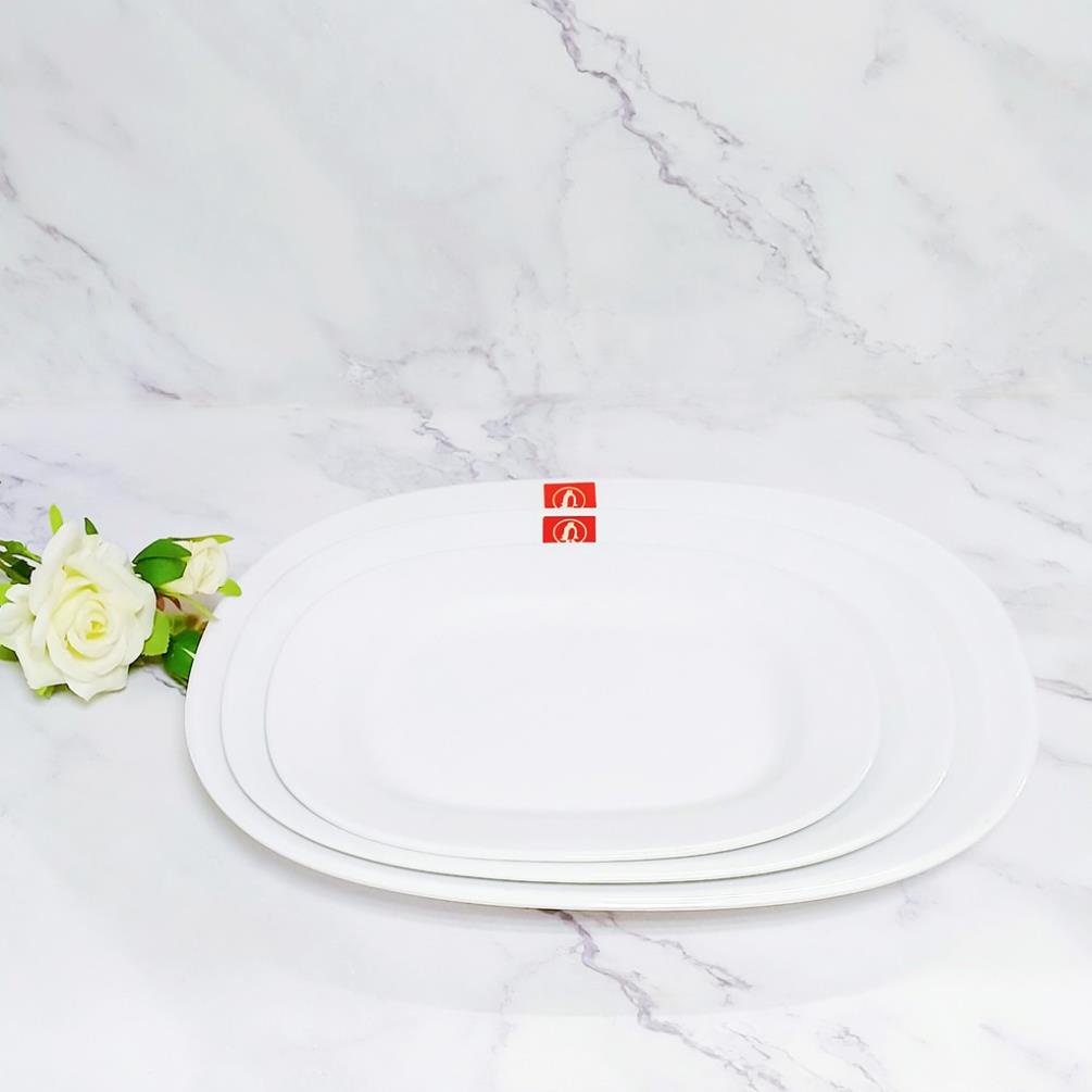(HÀNG ĐẸP) Đĩa Xoài Đĩa Thuyền Nhựa phíp 100% melamine Trắng