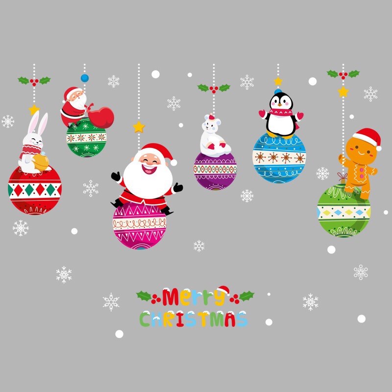 Decal trang trí Noel - Rèm bong bóng nhiều màu