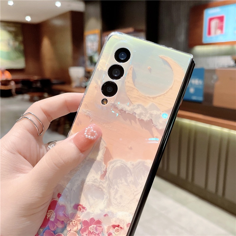 Ốp Điện Thoại Blu-ray In Họa Tiết Hoa Cho Samsung Galaxy Z Fold 3 4 5G