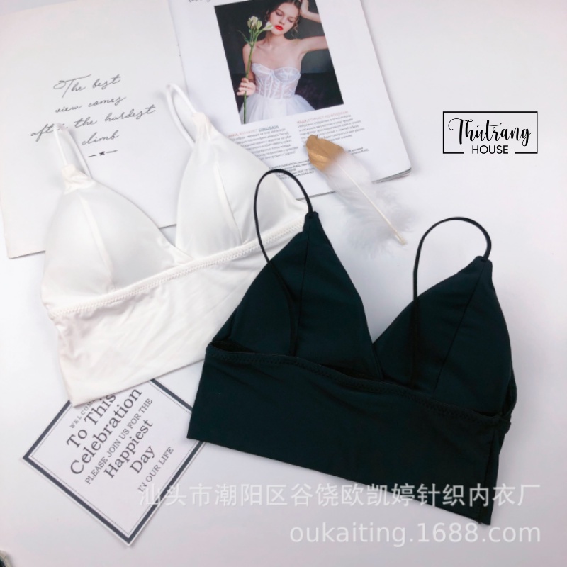 Áo Bra Lót Nâng Ngực Nữ 2 Dây Không Gọng Tập Gym - Thể thao Croptop Kiểu Su Thun Lạnh M23