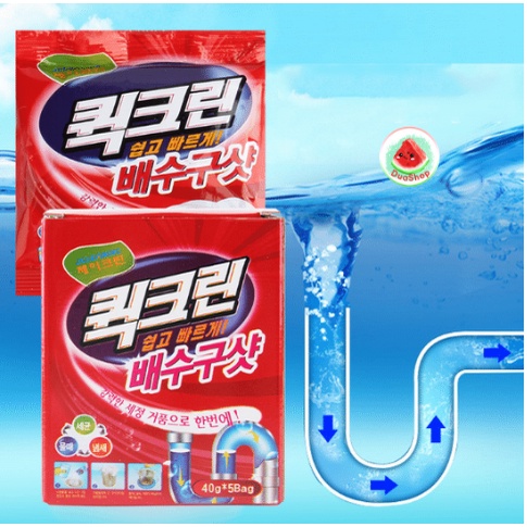 Bột thông cống bồn rửa mặt, bồn rửa bát Hàn Quốc (gói 40g)🍉Duashop🍉