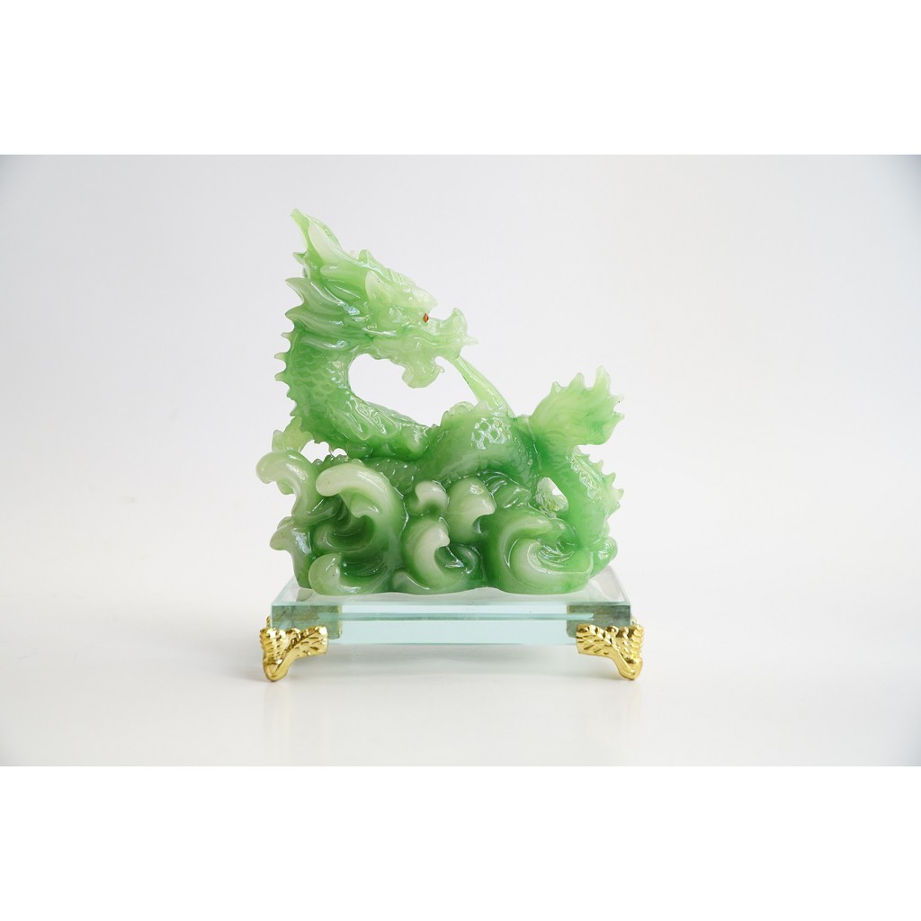 Tượng Rồng phong thủy ngọc xanh cầu công danh tài lộc đế kính - Cao 15cm | BigBuy360 - bigbuy360.vn