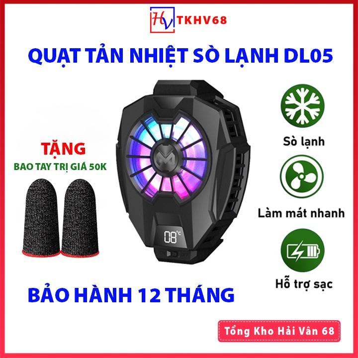 Quạt Tản Nhiệt Điện Thoại Sò Lạnh MEMO DL05 Chơi PUBG FF ROS Siêu Lạnh, Hiển Thị Nhiệt Độ, LED RGB, Kẹp 2 Chiều Cao Cấp
