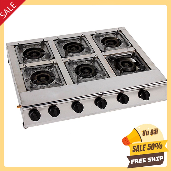 Bếp gas bán công nghiệp 6 họng - 6 cửa ngang Siêu bền