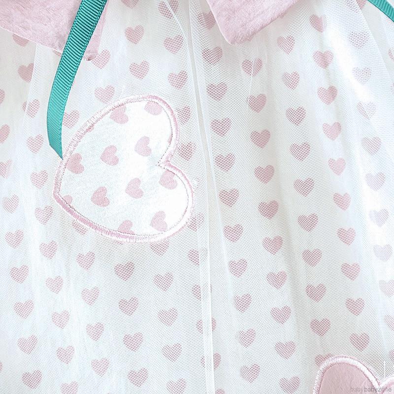 Đầm xòe không tay họa tiết trái tim xinh xắn cho bé gái