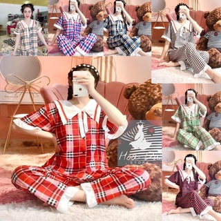  Đồ bộ đồ ngủ tiểu thư mặc nhà sọc CARO TO vải kate mềm mịn thời trang 