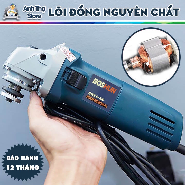 [100% LÕI ĐỒNG] Máy Cắt Cầm Tay Boshun 670W - Máy Mài Góc, Máy Chà Nhám Cầm Tay - Hàng liên doanh