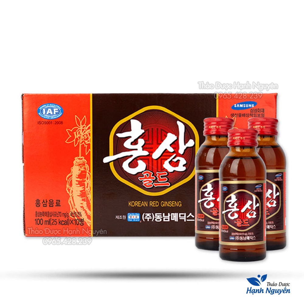 Nước hồng sâm giải khát Hàn Quốc (Hộp 10 chai x 100ml) - Thảo Dược Hạnh Nguyên