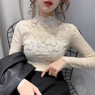 Áo Ren Cổ Cao Ôm Dáng Thời Trang Mùa Xuân Quyến Rũ Cho Nữ