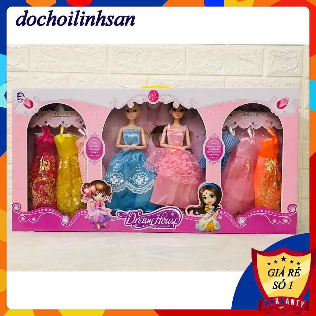 HỘP 2 BÚP BÊ BARBIE VÀ BỘ SƯU TẬP VÁY DẠ HỘI