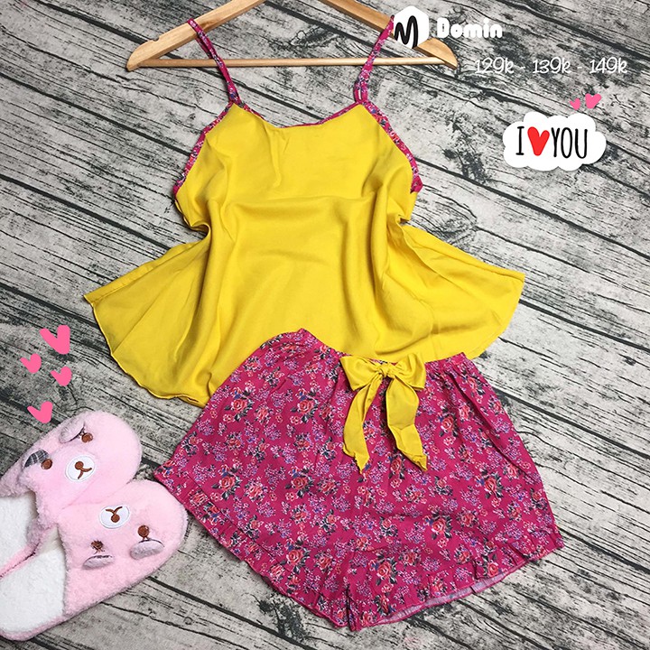 Đồ Bộ Mặc Nhà Ngắn 2 Dây Áo Phi Lụa Quần Voan Thoáng Mát Mềm Mịn Không Nhăn - DOMIN | BigBuy360 - bigbuy360.vn