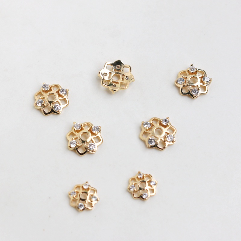 Giá Đỡ Trang Sức Hình Nón DIY 14K Đính Đá Zircon 8mm 10mm Màu Vàng Đồng