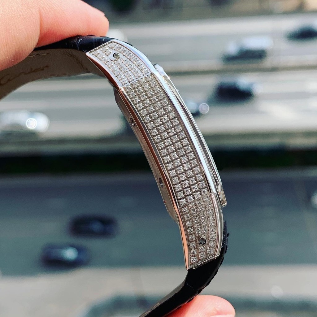 Đồng Hồ Nam CTR Viền Đá, Mặt Vuông 41x41mm, Máy Cơ Automatic Nhật, Chống Nước 5ATM