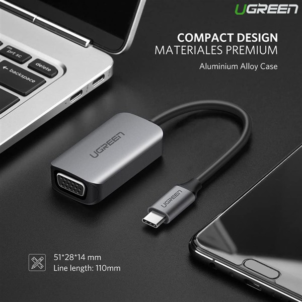 Cáp Chuyển USB C sang VGA Cao Cấp Ugreen 50316 (Vỏ nhôm) Chính Hãng