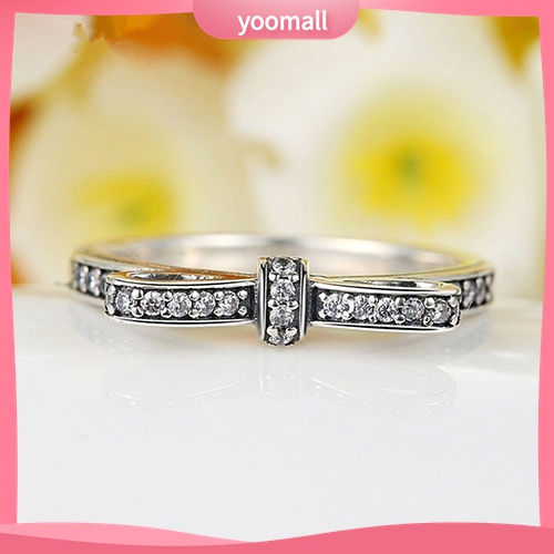 Yomall♡ Nhẫn HìNh Nơ ĐíNh Đá Vintage