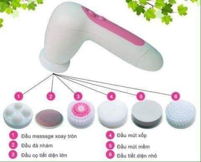 Máy rửa mặt mát xa mini cầm tay 5in1 cho nam và nữ, dùng kèm sữa rửa mặt, loại bỏ chất nhờn, bụi bẩn, tế bào chết