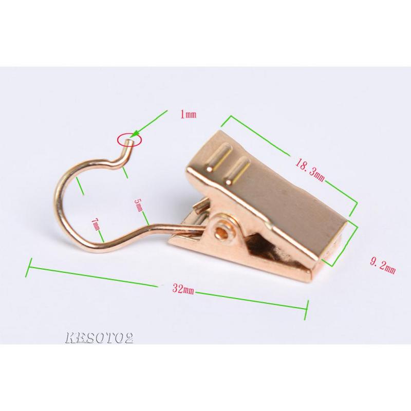 [Kesoto2] Set 10 Kẹp Treo Rèm Có Móc Bằng Bạc 32mm