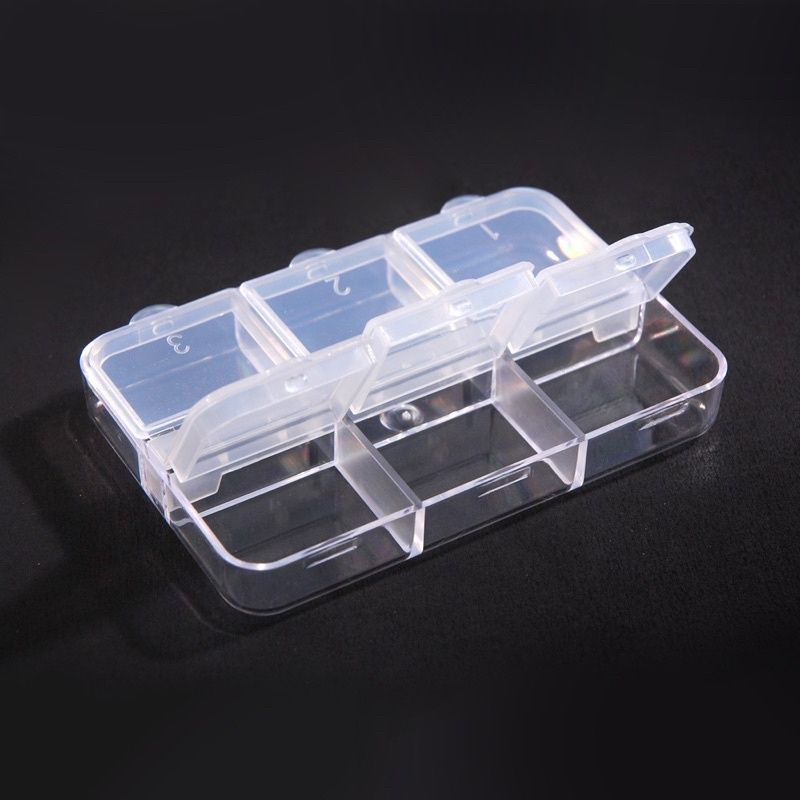 KHAY/ HỘP MICA 6 Ô NẮP NHỰA