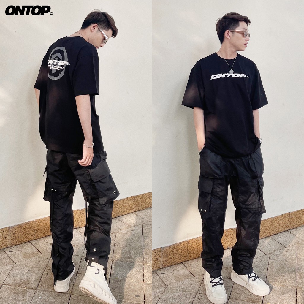 Áo thun local brand nam form rộng tay lỡ màu đen ONTOP - Sign | BigBuy360 - bigbuy360.vn