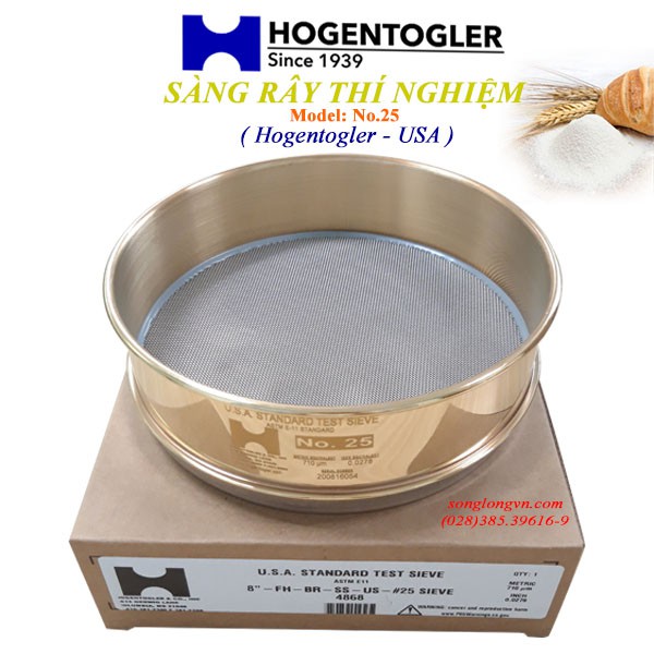 Sàng rây bột đường kính 8 inch, lưới inox, khung bằng thau