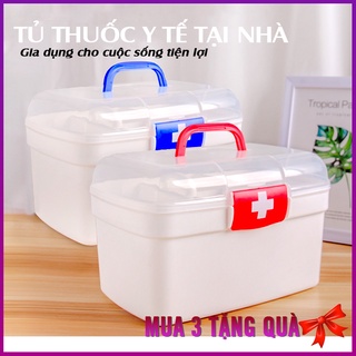 Hộp tủ thuốc mini gia đình tiện lợi, tủ đựng thuốc y tế cứu thương dùng trong gia đình 9 STORE nhiều ngăn cạnh tròn