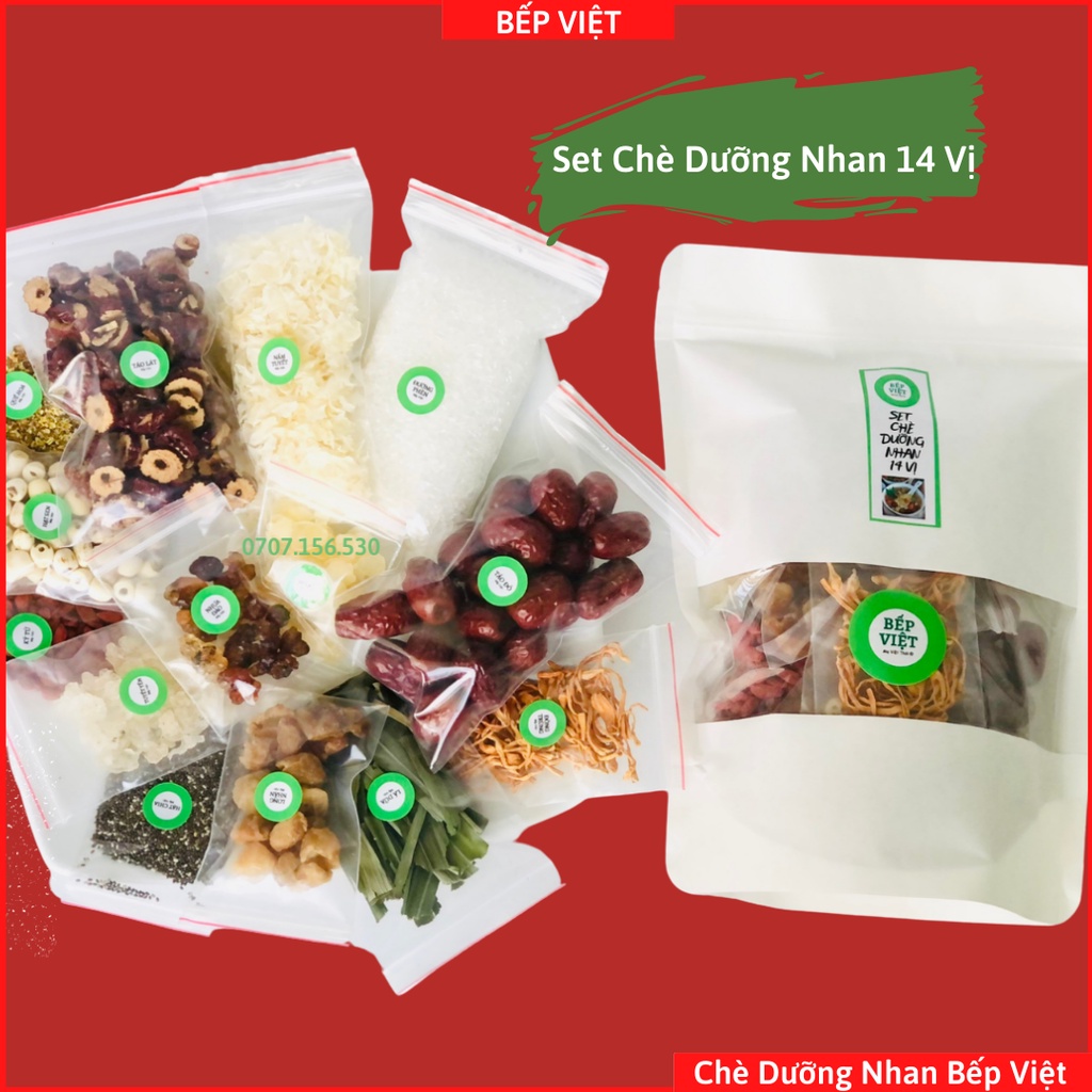 Set 10 CHÉN chè dưỡng nhan tuyết yến 14 vị, Chè Dưỡng Nhan Bếp Việt -nguyên liệu nấu chè tuyết yến d