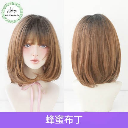 Tóc giả nữ bob ngắn nguyên đầu – tóc giả mái thưa phồng uốn cụp tự nhiên cắt kiểu layer Hot Trend - Cô nàng sư tử