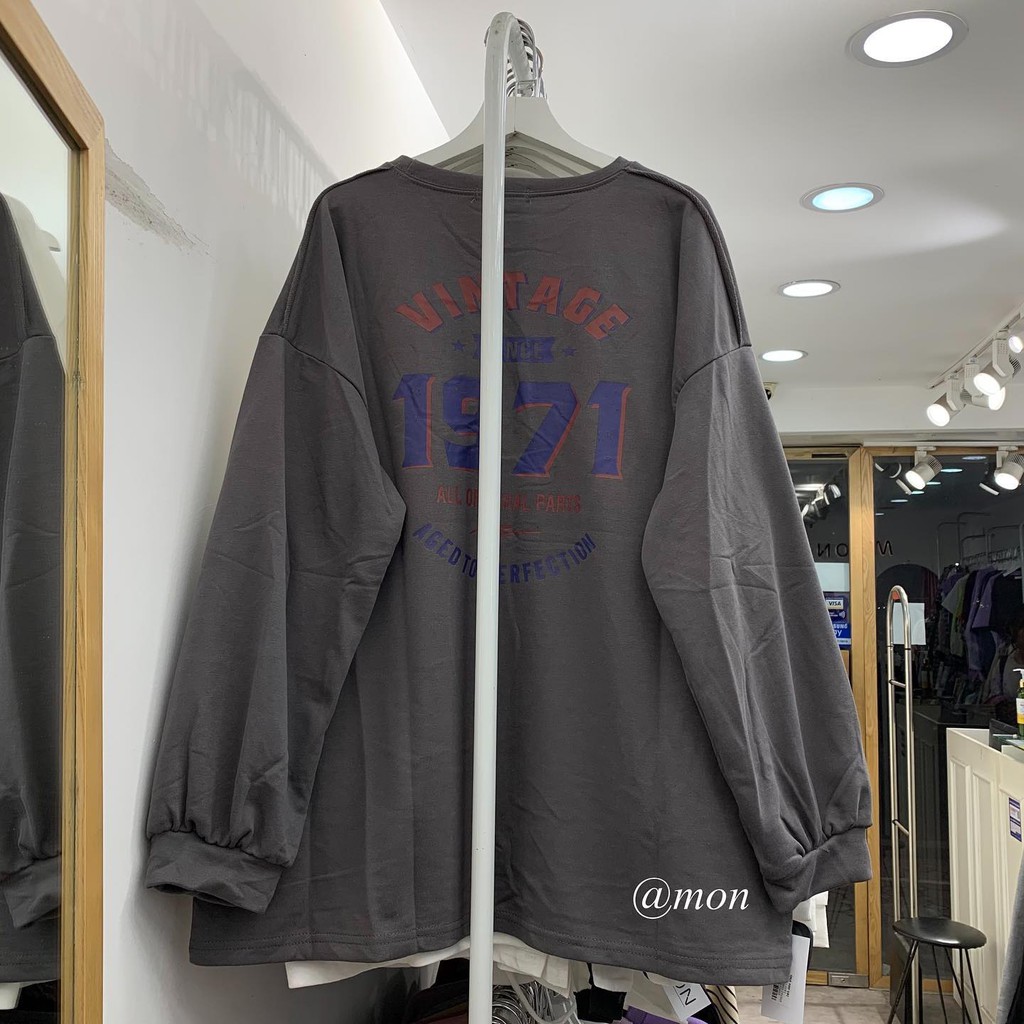 201042 Áo sweater nỉ da cá 1971 - áo nỉ ulzzang nữ freesize | BigBuy360 - bigbuy360.vn