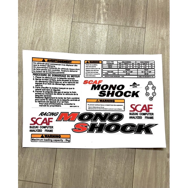 Trọn bộ tem thông số kèm dán sườn dán gấp phuộc xe Xìpo