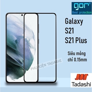 Kính Cường Lực Gor Samsung S21 Plus/ Galaxy S21 Full Màn, Viền Đen Cao Cấp - Hãng Gor (Tặng keo + 2 dán lưng cacbon)