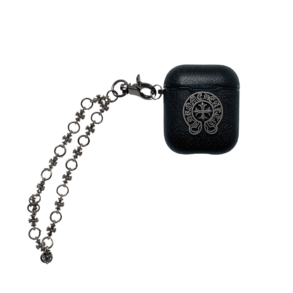 Vỏ Bảo Vệ Hộp Sạc Tai Nghe bluetooth Không Dây Airpods 1 2 3 pro Bằng Da Handmade Họa Tiết Thánh Giá Bằng Kim Loại