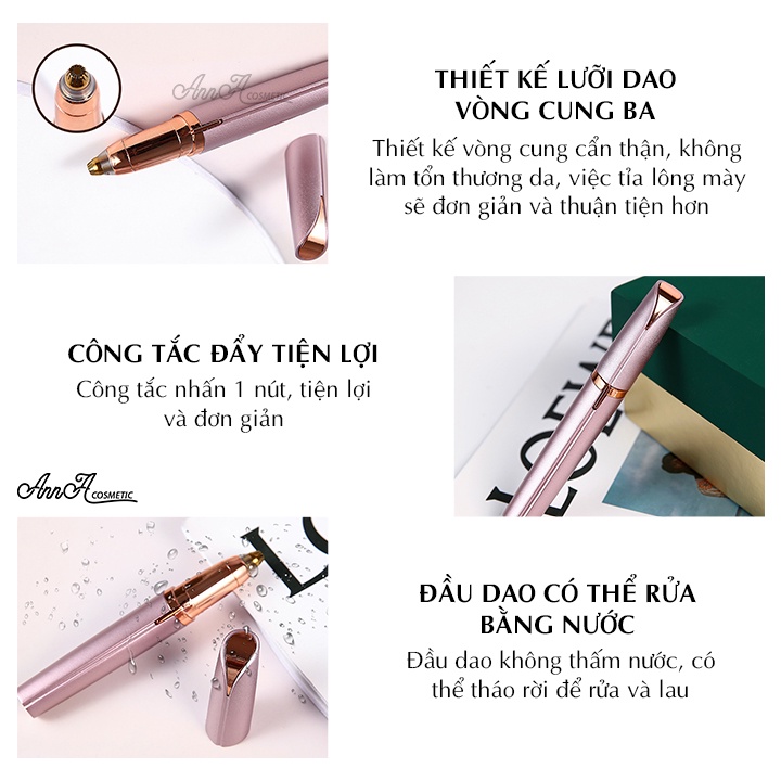 Bút tỉa lông mày cao cấp FLAWLBSS sạc tích điện bút tỉa ria mép thẩm mỹ Cho Phái Đẹp Tặng Kèm Bút chì kẻ mày